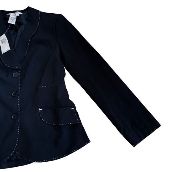 [NWT] Max Studio Black w/ White Stich Threading Blazer - Size 2 - Picture 7 of 10